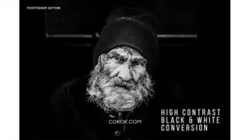 دانلود اکشن فتوشاپ افکت سیاه و سفید تصاویر با کنتراست بالا High Contrast Black & White Conversion
