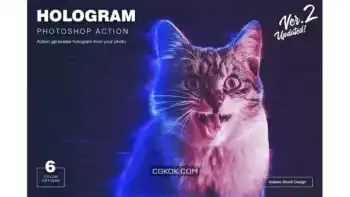 دانلود اکشن فتوشاپ ایجاد افکت هولوگرام بر روی تصاویر Hologram Photoshop Action