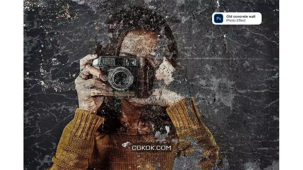 دانلود افکت عکس دیوار بتنی قدیمی Old concrete wall Photo Effect