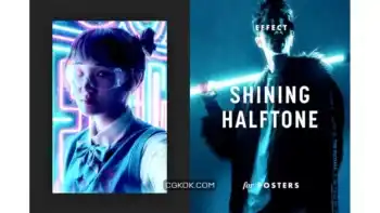 دانلود افکت پوستر هافتون درخشان Shining Halftone Effect for Posters