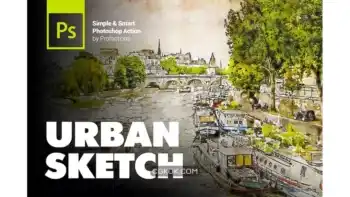 دانلود اکشن فتوشاپ تبدیل عکس به اسکیس شهری Urban Sketch Photoshop Action