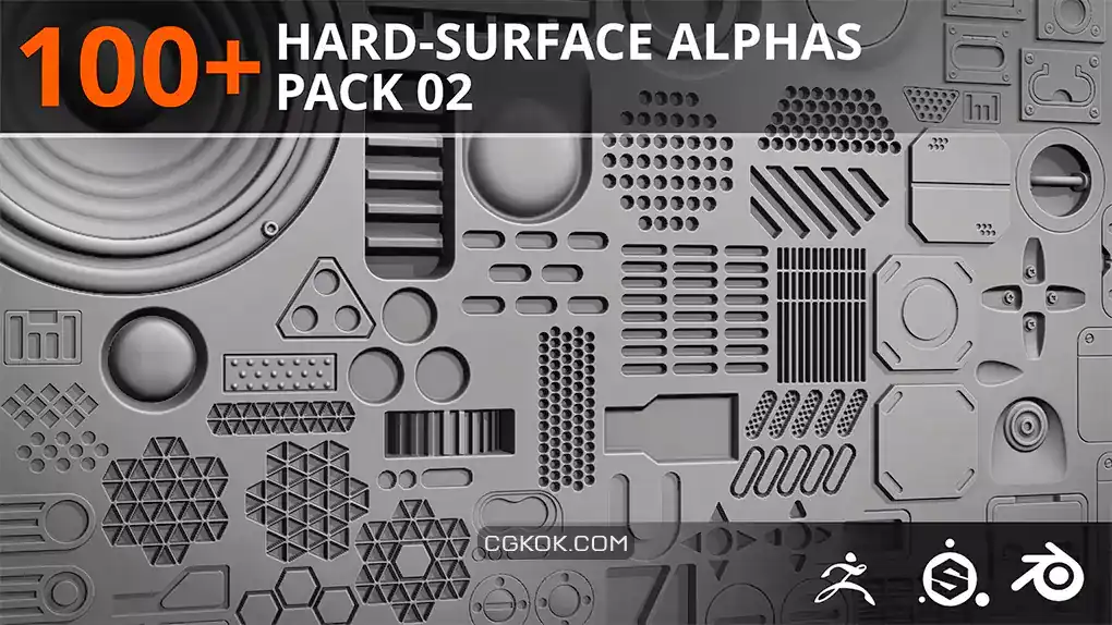 دانلود تصویر آلفا مدلسازی سطوح سخت Hard surface Alphas – Pack 02