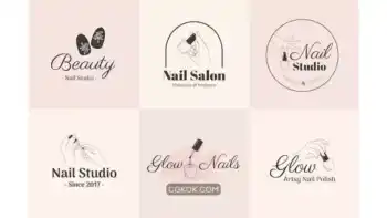 دانلود طرح وکتور لوگو سالن ناخن Beauty nail salon logo mockup illustration