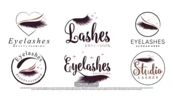 دانلود طرح وکتور لوگو سالن زیبایی اکستنشن مژه Eyelashes extension icon set logo design