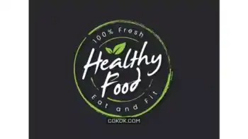 دانلود طرح وکتور لوگو غذای سالم Healthy food label and vector logo element