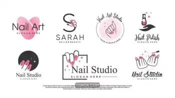 دانلود طرح وکتور لوگو سالن کاشت ناخن Nail salon icon logo design vector