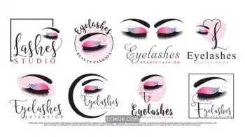 دانلود طرح وکتور لوگو سالن اکستنشن مژه Set of eyelash extension logo design
