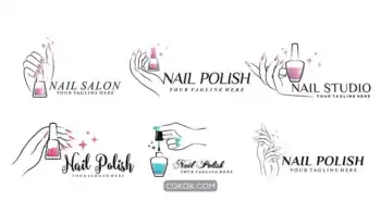 دانلود طرح وکتور لوگو سالن ناخن Set of nail polish icon logo
