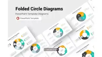 دانلود قالب پاورپوینت نمودار دایره‌ ای Folded Circle Diagrams PowerPoint Presentation