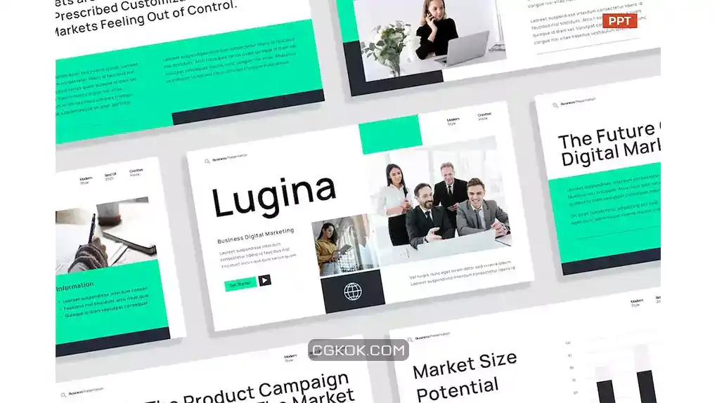 دانلود قالب پاورپوینت بازاریابی دیجیتال کسب و کار مدرن Modern Green Black Business Digital Marketing 023