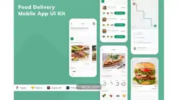 دانلود رابط کاربری اپلیکیشن تحویل غذا Food Delivery Mobile App UI Kit