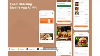 دانلود رابط کاربری اپلیکیشن موبایل سفارش غذا Food Ordering Mobile App UI Kit