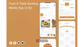 دانلود رابط کاربری اپلیکیشن رزرو میز و غذا Food & Table Booking Mobile App UI Kit
