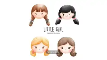 دانلود وکتور دختر بچه دبستانی Little girl school girl vector illustration