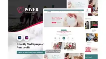 دانلود رابط کاربری لندینگ پیج چند منظوره Pover – Multipurpose Nonprofit Landing Page