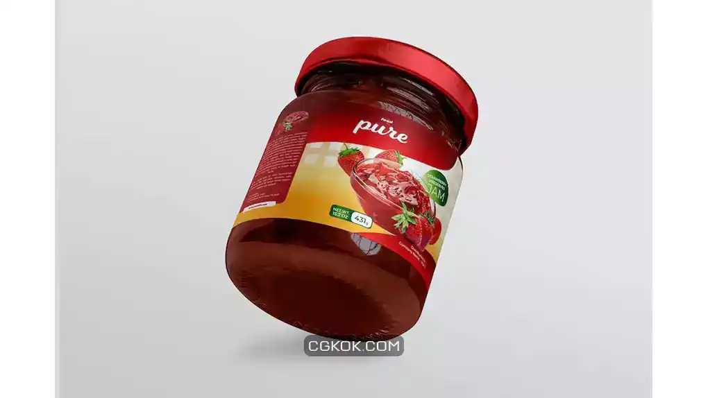 دانلود وکتور لیبل شیشه مربای توت فرنگی Strawberry Jam Sticker Label Design