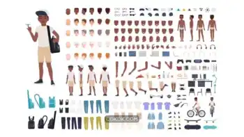 دانلود وکتور پسر سیاه پوست African american boy constructor or diy kit