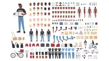 دانلود وکتور پیک موتوری سیاه پوست African american delivery boy constructor