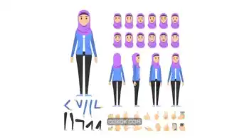 دانلود وکتور کاراکتر زن عرب Arabian casual woman character set