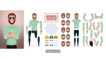 دانلود وکتور کاراکتر مرد تاجر Business man creation kit vector set