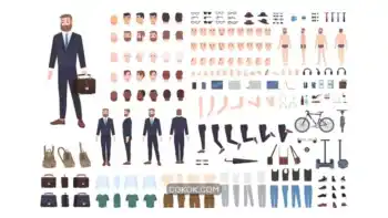 دانلود وکتور تاجر مرد Businessman constructor or diy kit