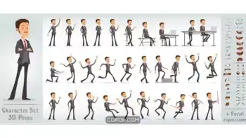 دانلود وکتور پیشخدمت مرد Cartoon cute waiter boy character big set