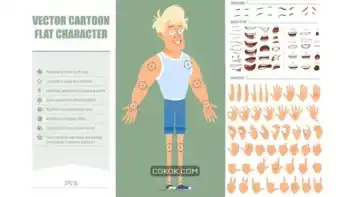 دانلود وکتور کاراکتر ورزشکار مرد Cartoon flat funny blonde sportsman character