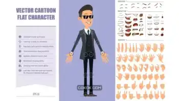 دانلود وکتور مرد مافیایی Cartoon flat funny mafia man character