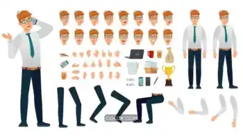 دانلود وکتور کارتونی مدیر Cartoon manager character kit
