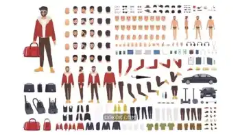 دانلود وکتور مرد قفقازی Caucasian man creation set or diy kit