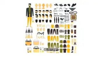 دانلود وکتور مرد Man character set for animation with various views