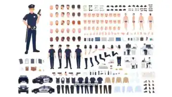 دانلود وکتور پلیس مرد Policeman creation set