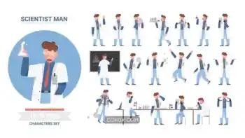 دانلود وکتور مرد دانشمند Scientist man poses set