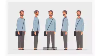 دانلود وکتور کاراکتر مرد Set casual man front side view male character