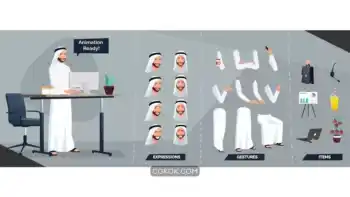 دانلود وکتور کاراکتر مرد مسلمان عرب Stylized arab muslim man character