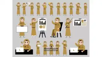 دانلود وکتور معلم اندونزیایی Indonesia civil servant teacher illustration set