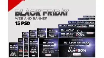 دانلود طرح لایه باز بنر تبلیغاتی بلک فرایدی Black Friday Banner Ads