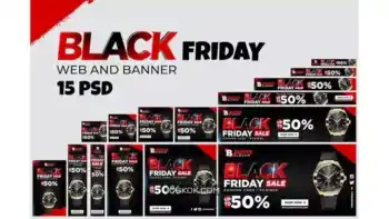 دانلود طرح لایه باز بنر تبلیغاتی بلک فرایدی Black Friday Banner Ads 3