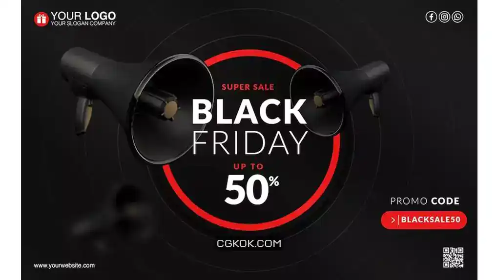 دانلود طرح لایه باز بنر بلک فرایدی Black friday banner template super sale
