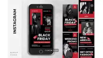 دانلود طرح لایه باز استوری اینستاگرام بلک فرایدی فشن Black Friday Fashion Girl Instagram Story