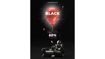 دانلود طرح لایه باز بنر سه بعدی بلک فرایدی Black friday sale banner template 3d rendering