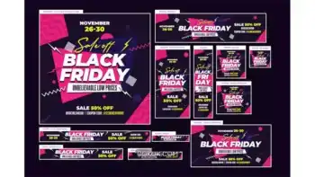 دانلود طرح لایه باز بنر بلک فرایدی Black Friday Sale Banners Ad 2