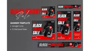 دانلود طرح لایه باز بنر بلک فرایدی Black Friday Sale Banners Ad Template