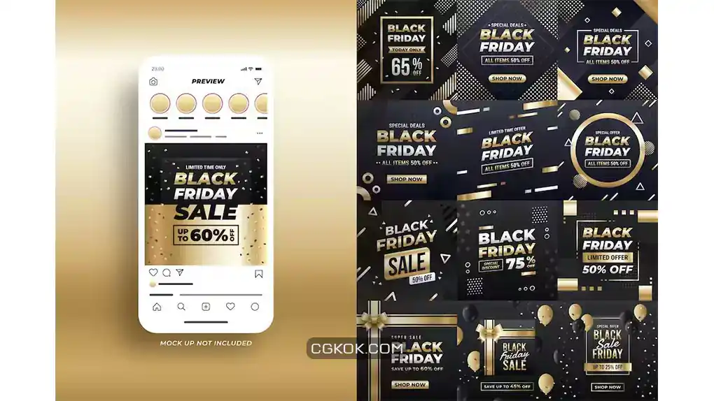 دانلود طرح لایه باز پست اینستاگرام بلک فرایدی Black Friday Sale Instagram Post