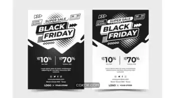 دانلود طرح لایه باز تراکت سیاه و سفید بلک فرایدی Black friday super sale black and white flyer template
