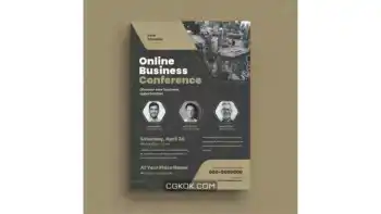 دانلود طرح لایه باز تراکت کنفرانس کسب و کار آنلاین Black gold online business conference flyer