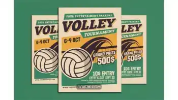 دانلود طرح لایه باز تراکت مسابقات والیبال Volleyball Tournament Flyer 3