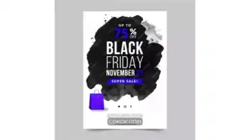 دانلود طرح لایه باز تراکت بلک فرایدی آبرنگی Watercolor stain black friday flyer template