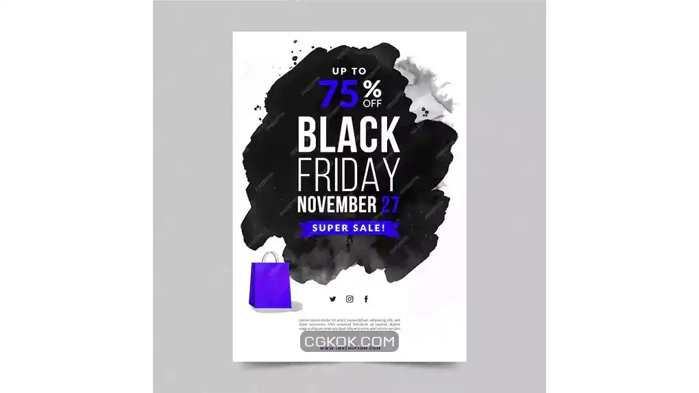 دانلود طرح لایه باز تراکت بلک فرایدی آبرنگی Watercolor stain black friday flyer template