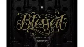 دانلود فونت انگلیسی تاتو Blessed | Traditional Tattoo Fonts